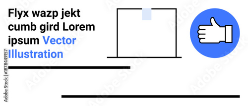 Social media engagement, approval rating, positive feedback, digital communication, user interaction, iconography. Blue thumbs-up icon with minimal text and lines. Social media and approval concepts