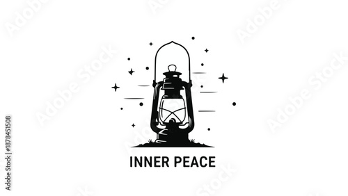 Vintage lantern glowing with inner peace amidst starry night