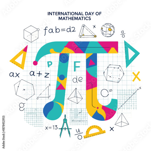 International math symbols and equations on white