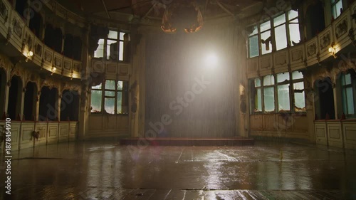 Abandoned Theater Interior with Bright Light.