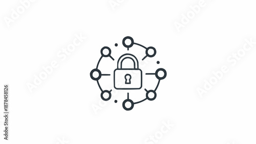 Padlock with network connections secure.