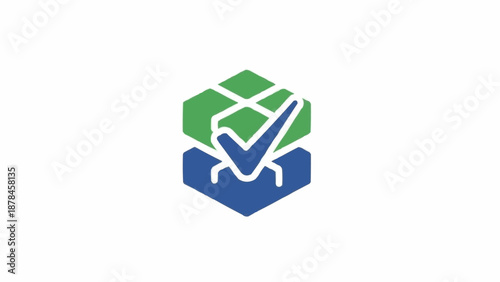 Check mark on green blue boxes.