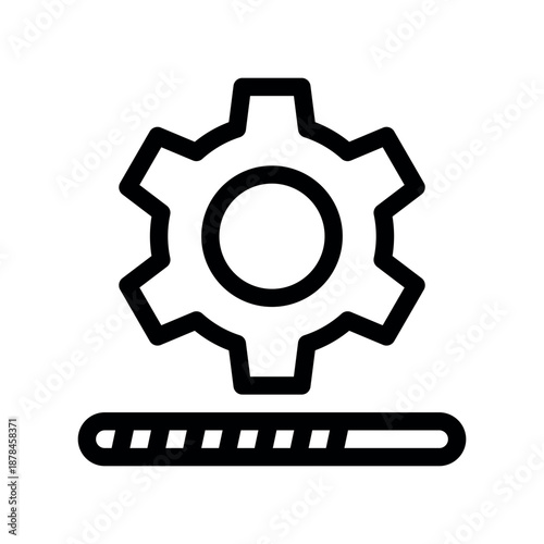 System Update Progress Icon With Gear And Loading Bar