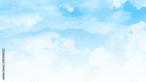 clear blue sky with a few clouds. The sky is very bright and the clouds are scattered throughout. Blue sky with cloud symbol of dreams, Imaginative, Creativity