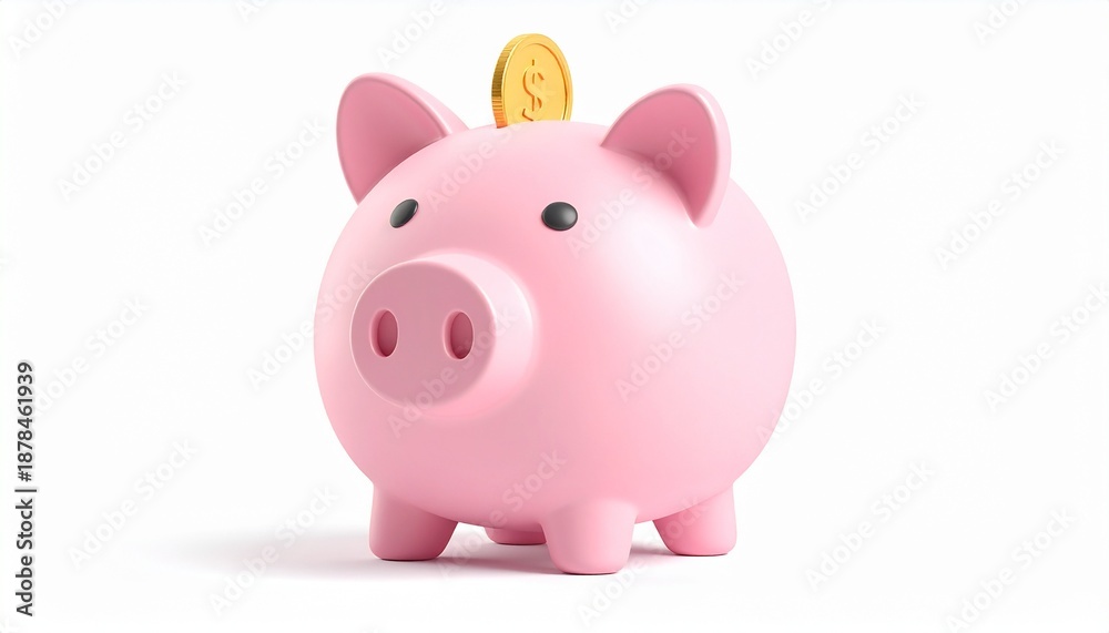 Obraz premium A 3d pink piggy bank isolated on white represents a financial concept for savings and investment wealth in the banking business
