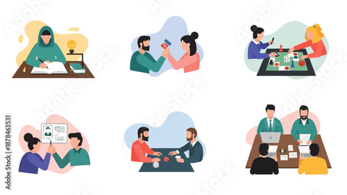 Diverse group of people working together on laptops and projects.