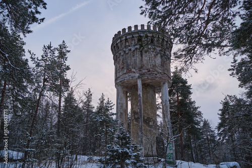 
abandoned 19th century Finnish water tower