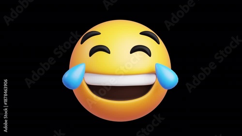 3D Face With Tears Of Joy Emoji Animation | Alpha Loop