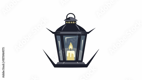 Black Metal Lantern With Handle.