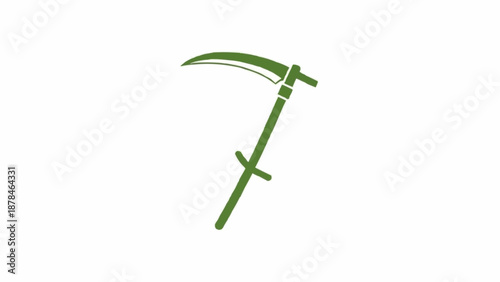 Green Scythe Tool Isolated on White Background.
