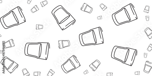 Seamless Pattern of Empty Drinking Glasses on a White Background, Minimalist Design