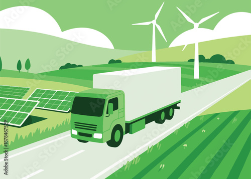 Truck Journey In The Countryside Illustrator Artwork Creative Design Template 