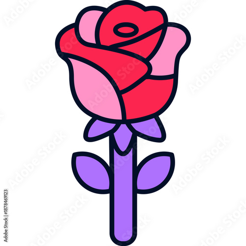 Cute Rose Flower Icon for Love, Romance, and Decoration