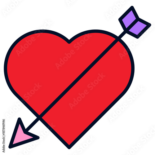 Heart and Arrow Icon for Love and Valentine
