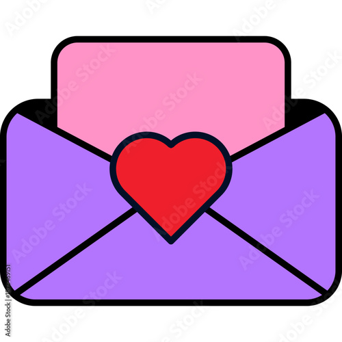 Love Letter Envelope with Heart Icon Illustration
