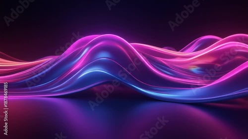 Wallpaper Mural Neon wave glossy light abstract background modern gradient line vibrant flow energy movement futuristic motion glowing light Torontodigital.ca