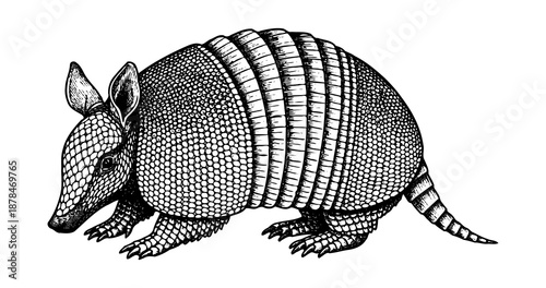 Armadillo engraving illustration for unique heritage branding