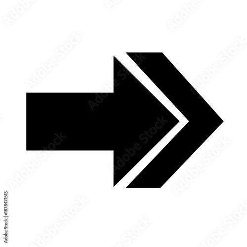 A bold black arrow pointing to the right, symbolizing direction, progress, and onward movement