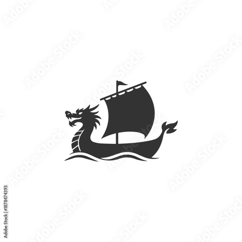 Dragon ship logo template