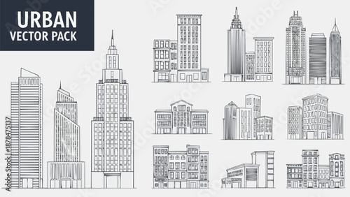 Urban Vector Pack Collection of City Buildings and Architecture.