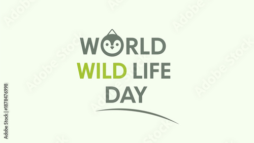 Dynamic graphic design promoting World Wildlife Day, emphasizing global biodiversity preservation and environmental awareness with a charming animal motif
