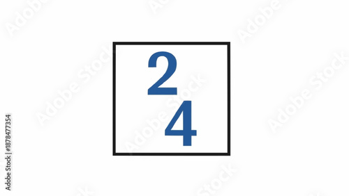 Fraction Two Fourths Inside Square Box.