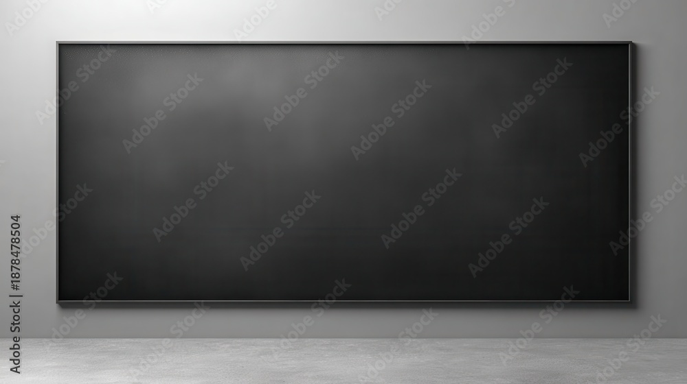 custom made wallpaper toronto digitalMinimalist Blank Dark Grey Framed Board on a Light Grey Wall with Concrete Floor, Offering Ample Copy Space for Modern Design and Presentations.
