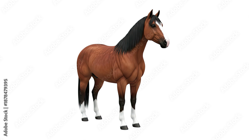 Fototapeta premium Brown Horse with White Blaze and Socks