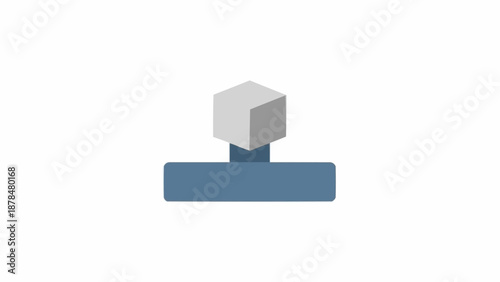 Gray cube on blue base.