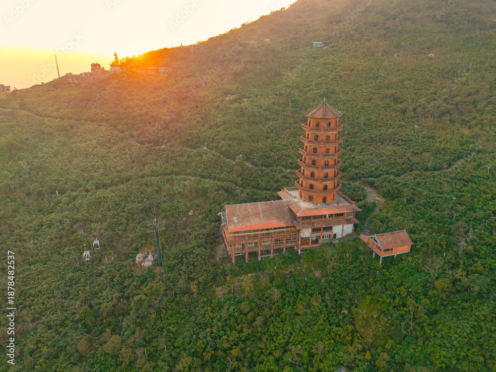custom made wallpaper toronto digitalView of cable car station in a shape of a pagoda at ancient Buddhist complex at Yen Tu Mountain, Quang Ninh Province, Vietnam