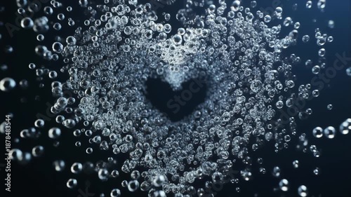 Water Bubbles Forming Heart Shape.