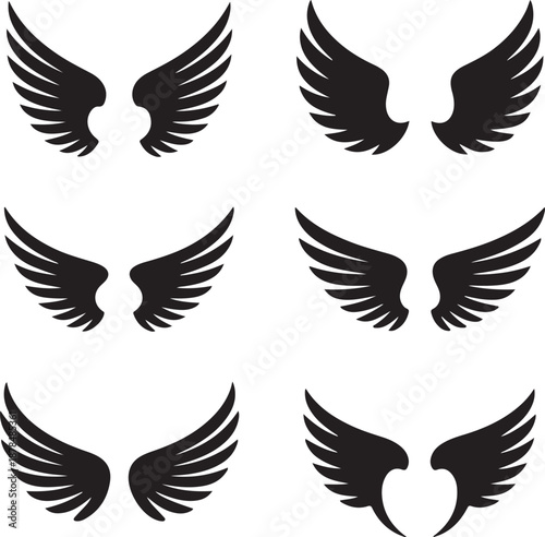 black wing silhouettes in various positions and shapes