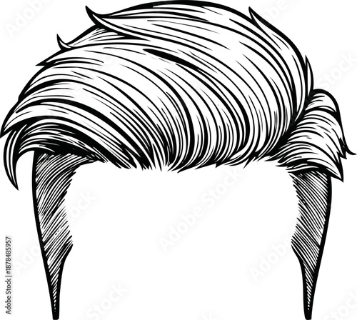 Slick back hairstyle illustration
