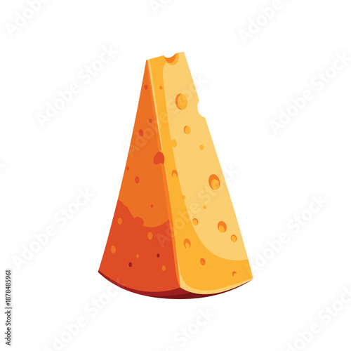 Vibrant wedge of cheese on white background
