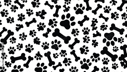 St david's day welsh culture pet pattern black paw prints bones