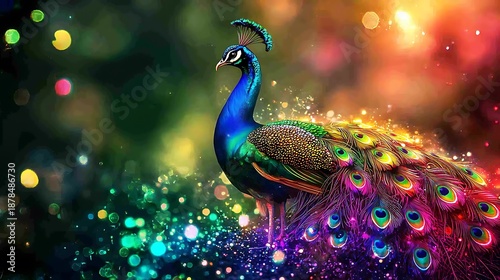 Colorful peacock bokeh background