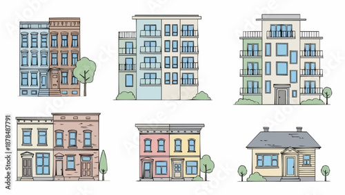 Collection of Diverse Building Illustrations.