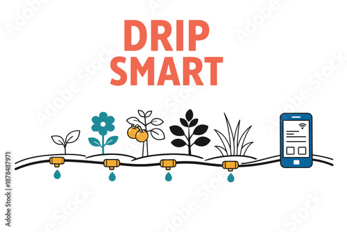 Smart drip irrigation system with mobile control illustration