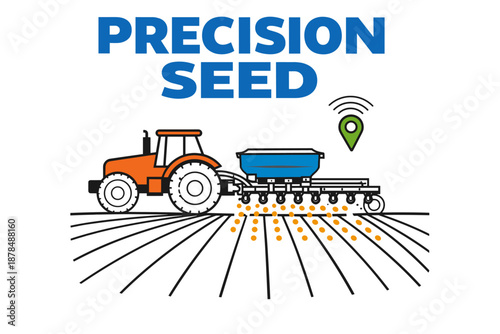 Precision seed: modern tractor with advanced gps technology in agriculture