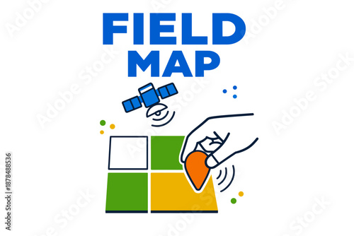 Field map icon with satellite and hand cursor