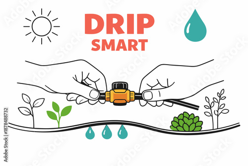 Efficient watering system with drip irrigation and plant growth