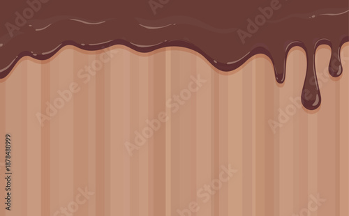 とろけるチョコレートとストライプ背景_横