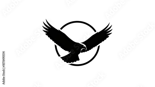 Soaring Eagle Circular Logo Silhouette for Leadership and Freedom Business Branding