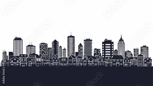 Modern City Skyline Silhouette Buildings Architecture.