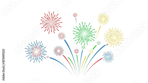 Spectacular burst of colorful fireworks illuminating the night sky for a celebratory event