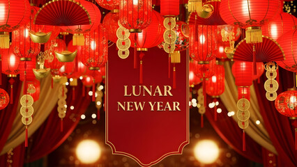 Lunar New Year Celebration with Red Lanterns