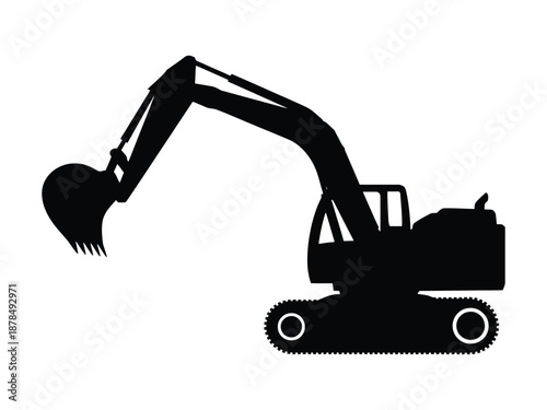 Excavator Construction Machine Silhouette Heavy Equipment Icon