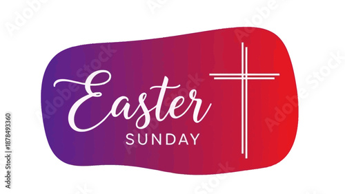Minimalist Easter Sunday Celebration Graphic with Gradient and Cross
