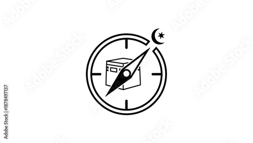 Compass illustration with map and celestial elements displayed in a simple diagram format