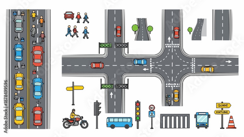 City Traffic Intersection and Road Elements Collection.